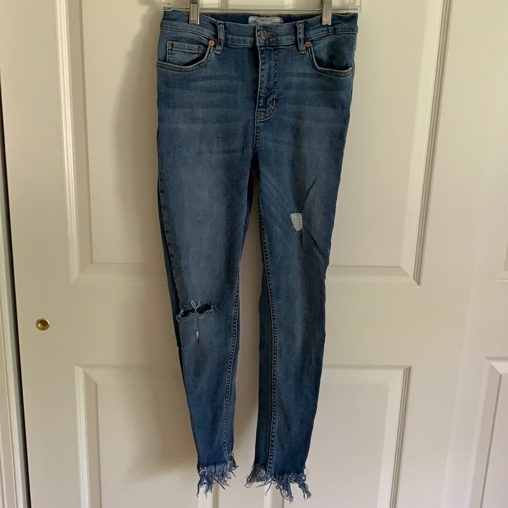 Free People Fringe Bottom Jeans